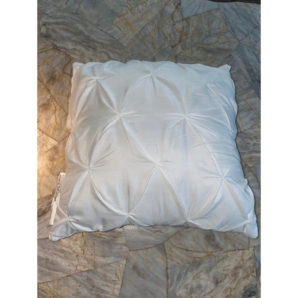 Nanshing America White Pintuck Pleated Square Decorative Throw Pillow 16x16